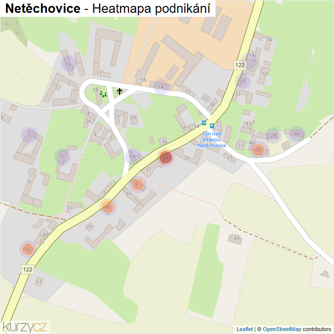 Mapa Netěchovice - Firmy v části obce.