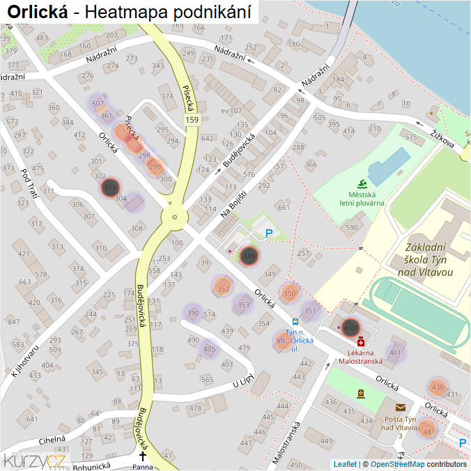 Mapa Orlická - Firmy v ulici.