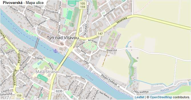 Pivovarská - mapa ulice