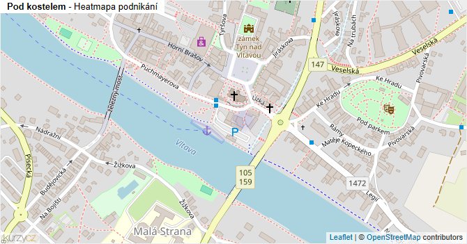 Pod kostelem - mapa podnikání