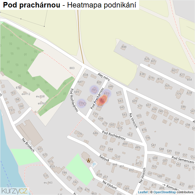 Mapa Pod prachárnou - Firmy v ulici.