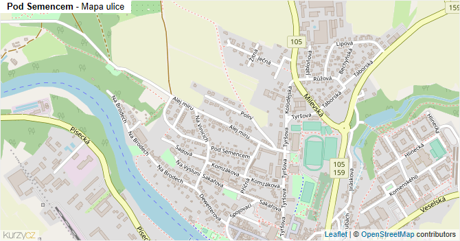 Pod Semencem - mapa ulice