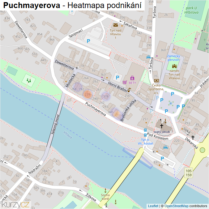 Mapa Puchmayerova - Firmy v ulici.