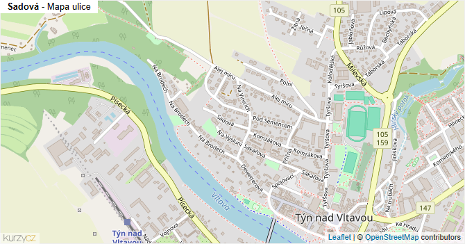 Sadová - mapa ulice