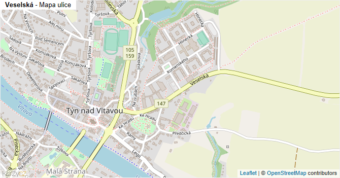 Veselská - mapa ulice