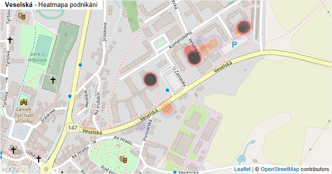 Veselská - mapa podnikání