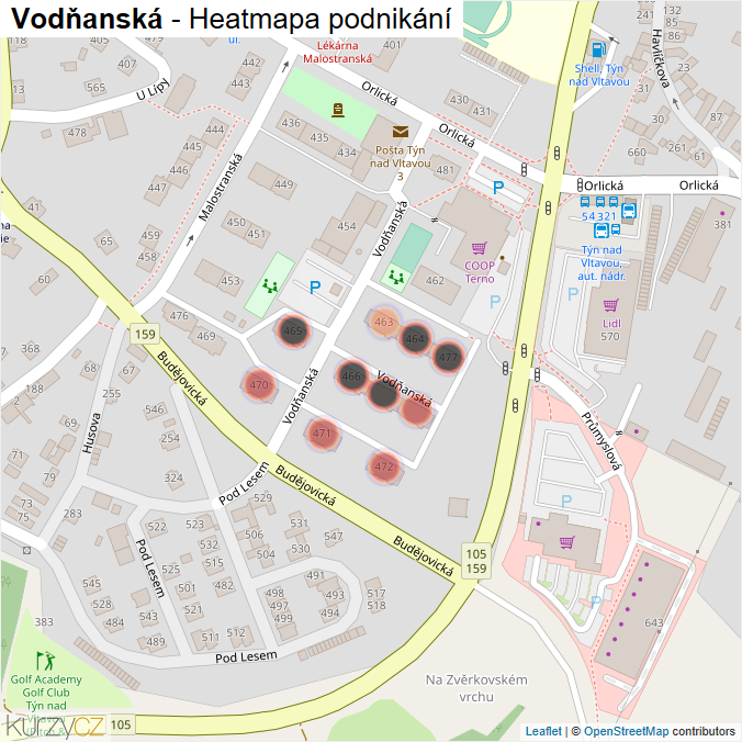 Mapa Vodňanská - Firmy v ulici.
