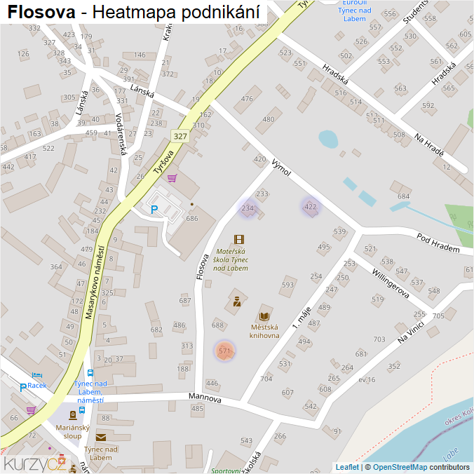 Mapa Flosova - Firmy v ulici.