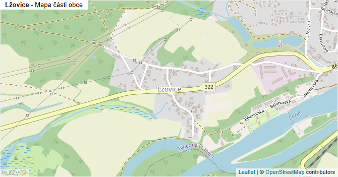 Lžovice - mapa části obce