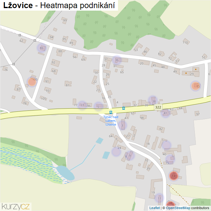 Mapa Lžovice - Firmy v části obce.