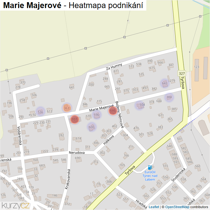 Mapa Marie Majerové - Firmy v ulici.