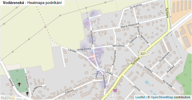 Vodárenská - mapa podnikání