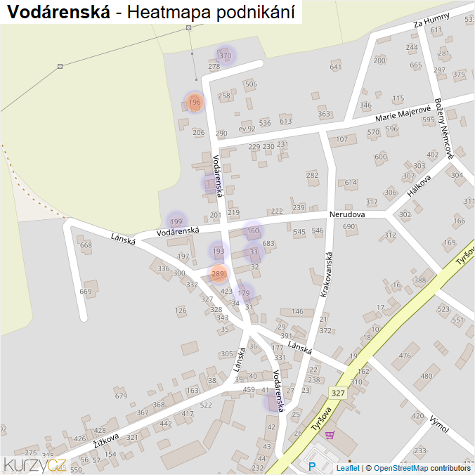Mapa Vodárenská - Firmy v ulici.