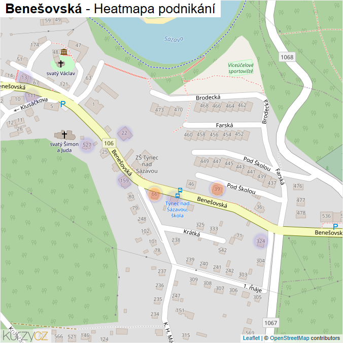 Mapa Benešovská - Firmy v ulici.