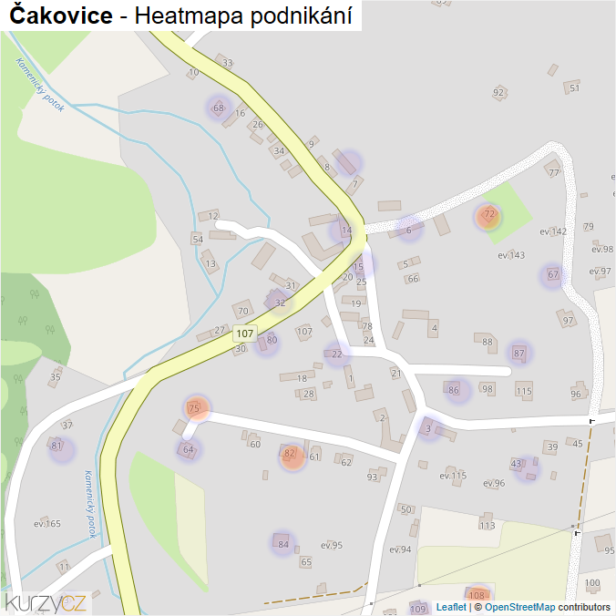 Mapa Čakovice - Firmy v části obce.