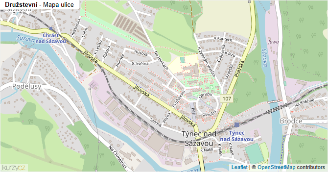 Družstevní - mapa ulice