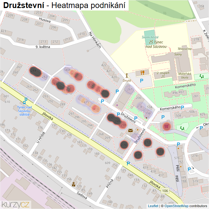 Mapa Družstevní - Firmy v ulici.