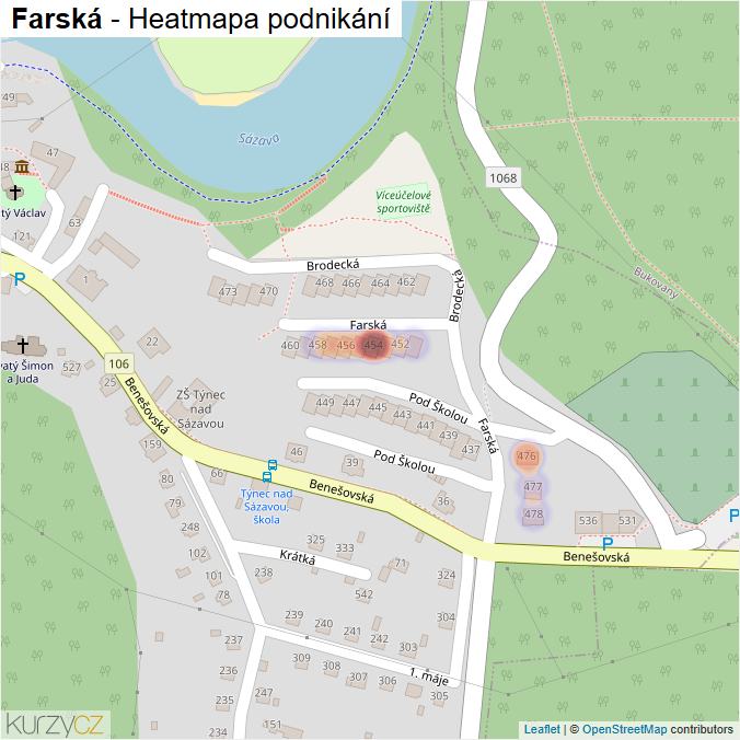 Mapa Farská - Firmy v ulici.