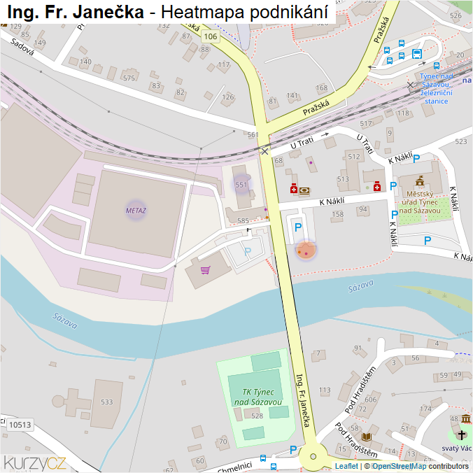 Mapa Ing. Fr. Janečka - Firmy v ulici.