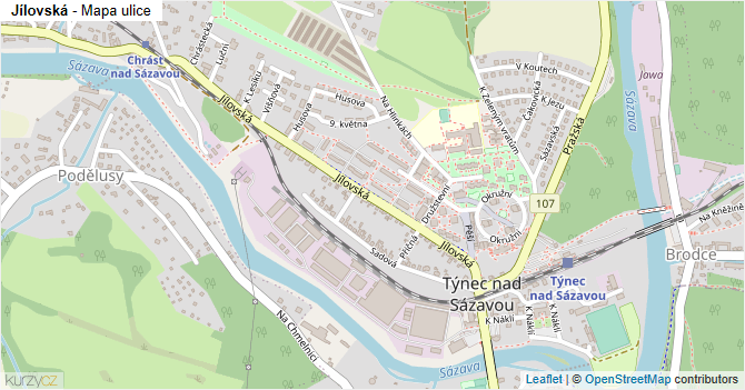 Jílovská - mapa ulice