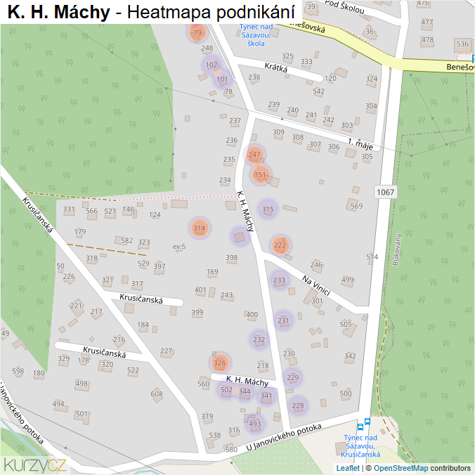 Mapa K. H. Máchy - Firmy v ulici.