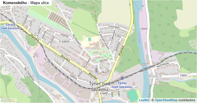 Komenského - mapa ulice