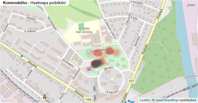 Komenského - mapa podnikání