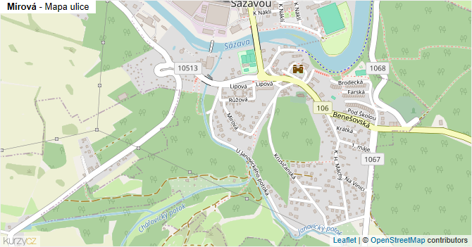 Mírová - mapa ulice