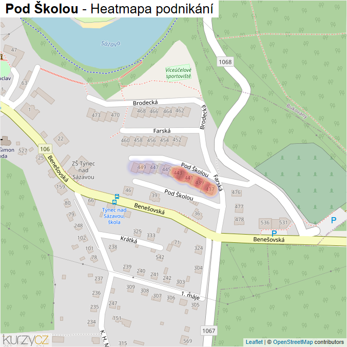 Mapa Pod Školou - Firmy v ulici.
