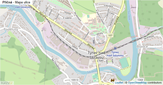 Příčná - mapa ulice