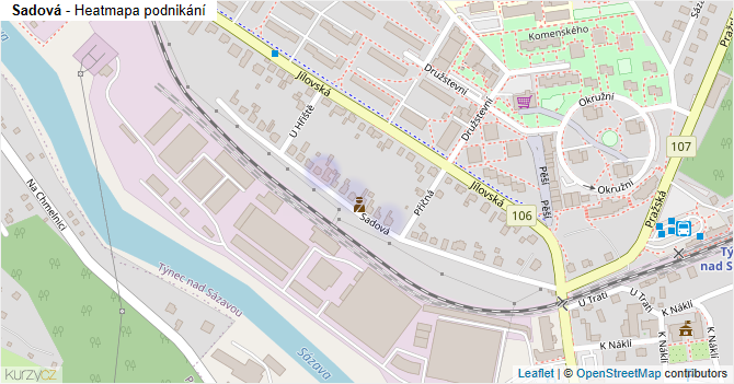 Sadová - mapa podnikání