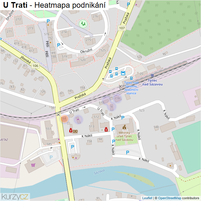 Mapa U Trati - Firmy v ulici.