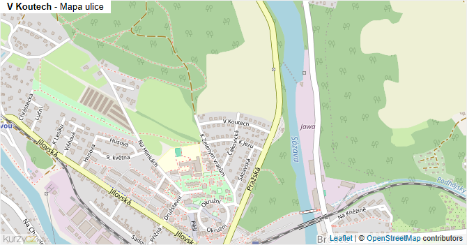 V Koutech - mapa ulice