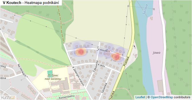 V Koutech - mapa podnikání