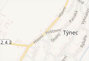 Hlavní v obci Týnec - mapa ulice