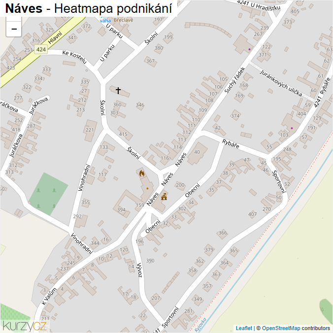 Mapa Náves - Firmy v ulici.