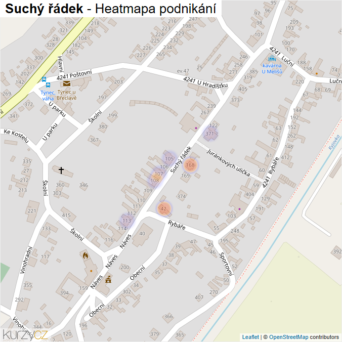 Mapa Suchý řádek - Firmy v ulici.