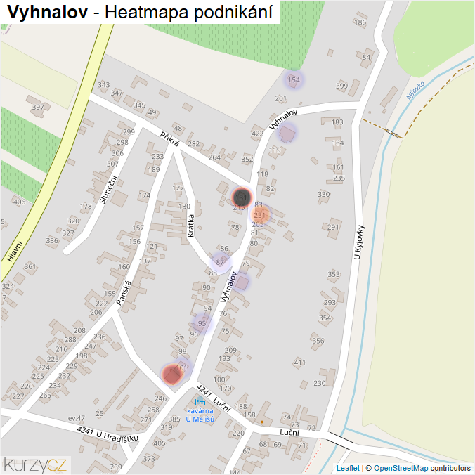 Mapa Vyhnalov - Firmy v ulici.