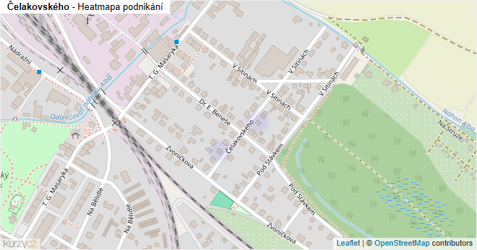 Čelakovského - mapa podnikání