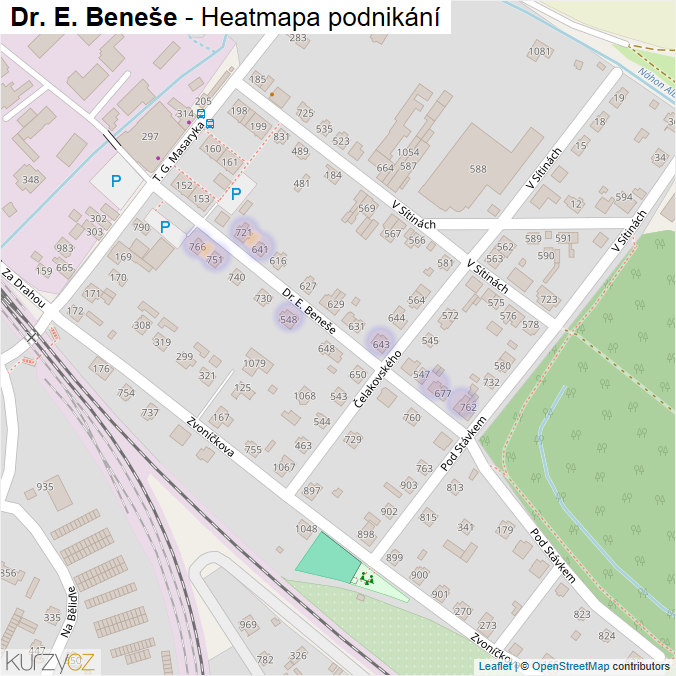 Mapa Dr. E. Beneše - Firmy v ulici.
