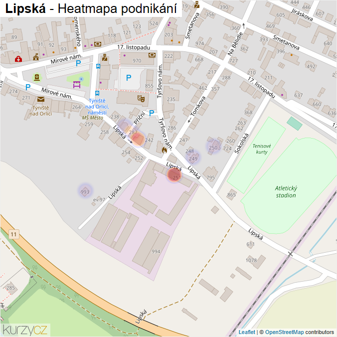 Mapa Lipská - Firmy v ulici.