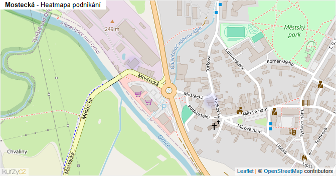 Mostecká - mapa podnikání