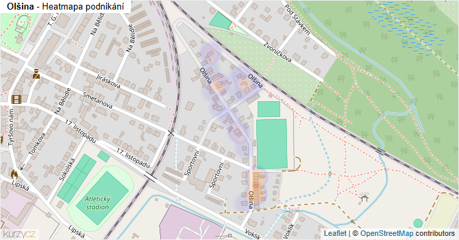 Olšina - mapa podnikání