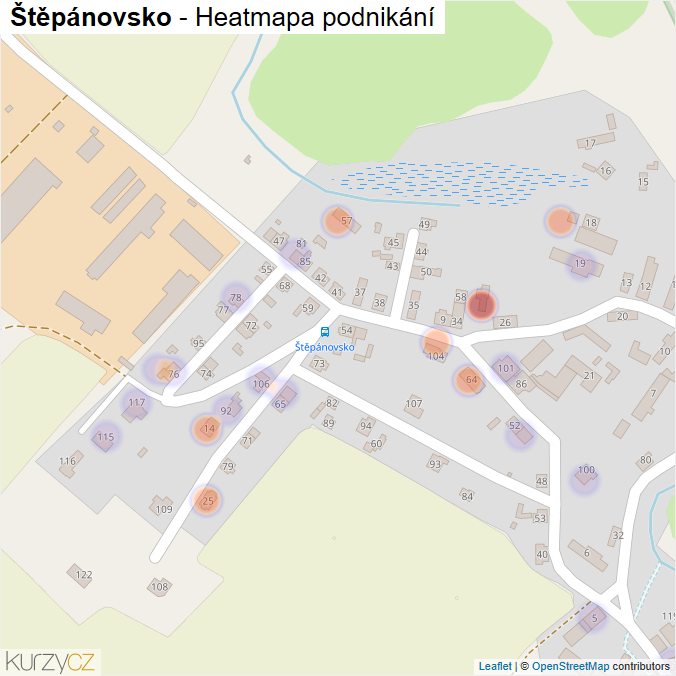 Mapa Štěpánovsko - Firmy v části obce.