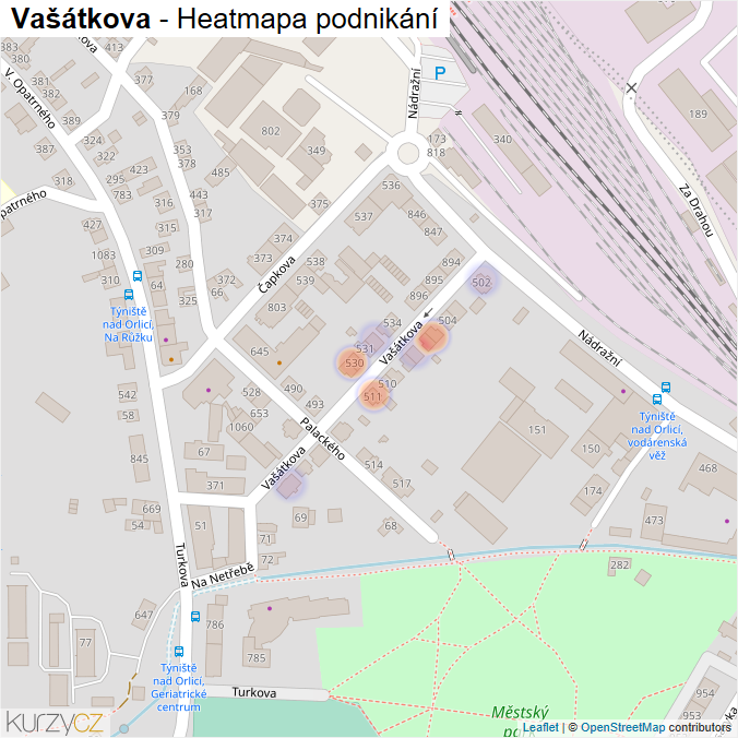 Mapa Vašátkova - Firmy v ulici.