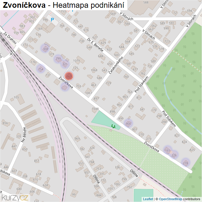 Mapa Zvoníčkova - Firmy v ulici.