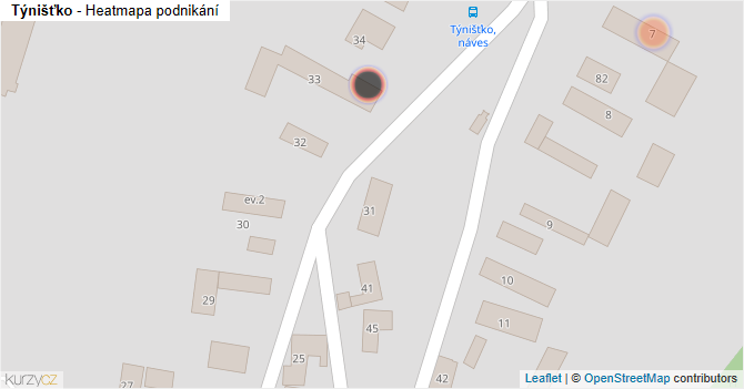 Týnišťko - mapa podnikání