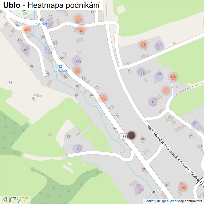 Mapa Ublo - Firmy v části obce.