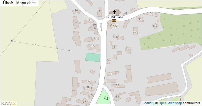 Úboč - mapa obce