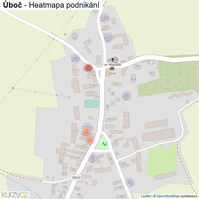 Mapa Úboč - Firmy v části obce.